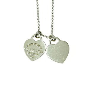 TIFFANY Co Silver to Double Heart Necklace